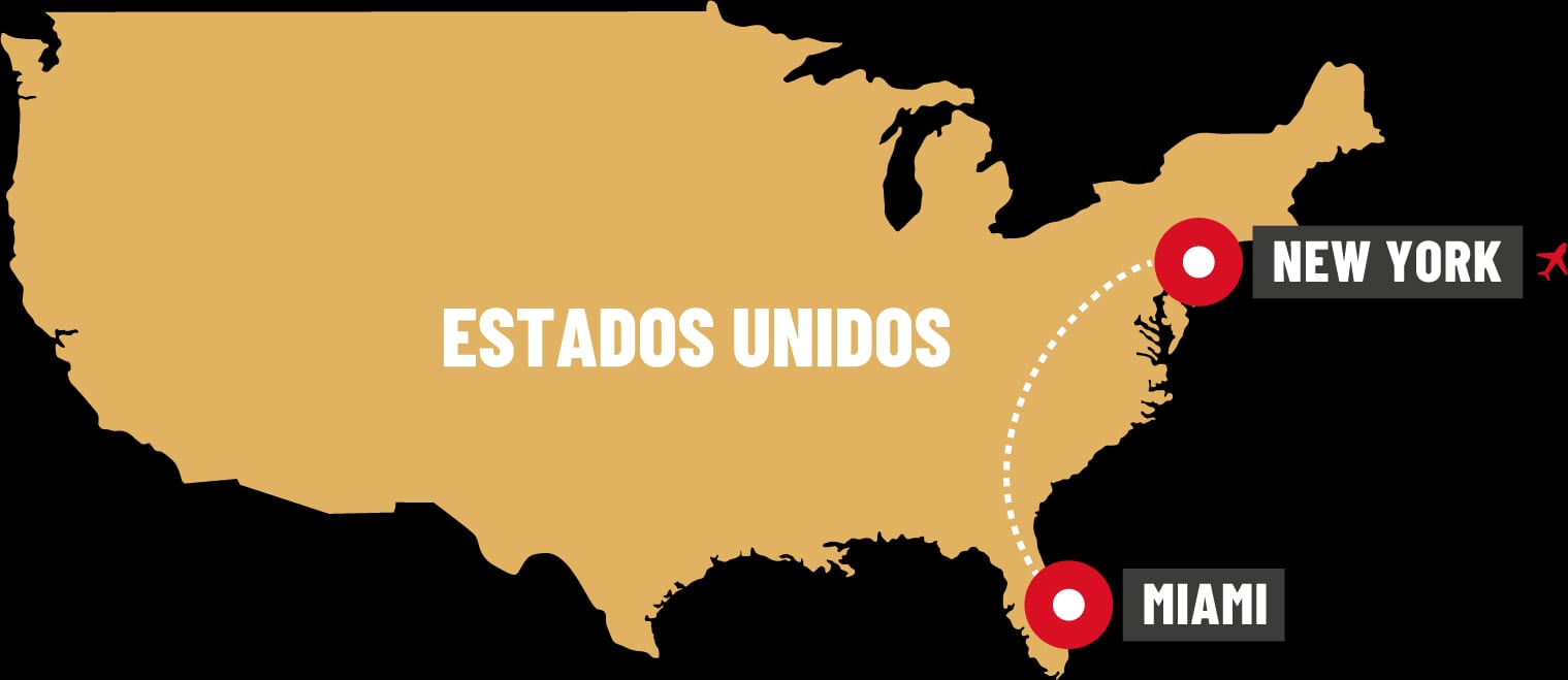 Mapa del recorrido NEW YORK & MIAMI 2026